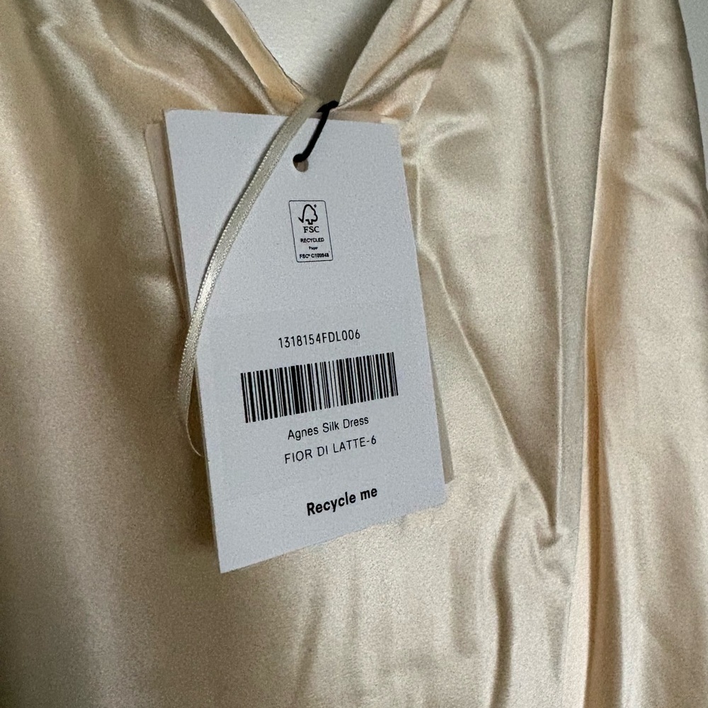 NEW NWT Reformation Agnes Silk Maxi Dress Fior Di Latte Cream NWT - Picture 10 of 12